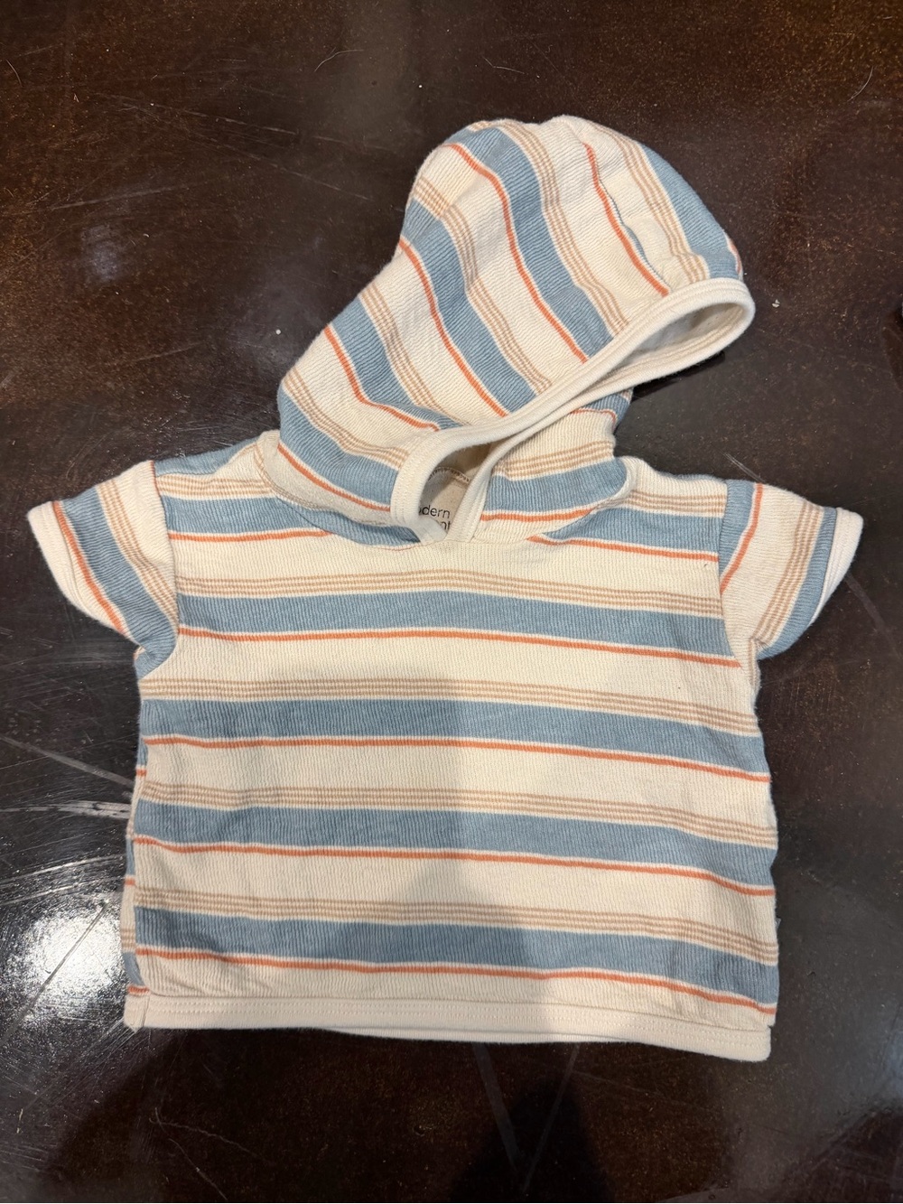Striped Hooded Baby Sweatshirt in Cream, Blue & Orange